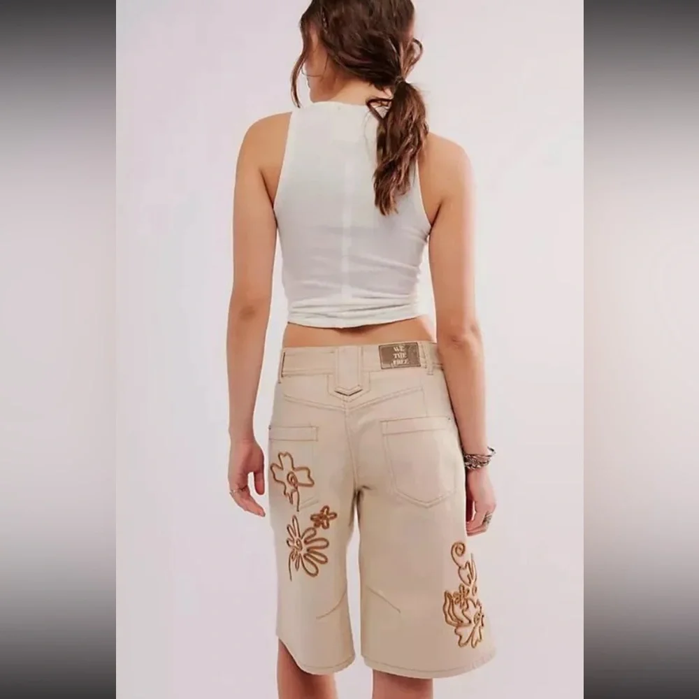 Sold ❌Free People Long Shorts We The Free Cruisin' Soutache Jorts Ivory FESTIVAL - Picture 4 of 9